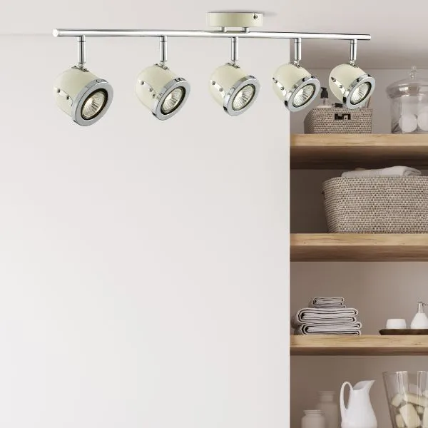 Jake 5-Light Semi Flush Spotlight Ceiling Bar - Cream, Chrome product