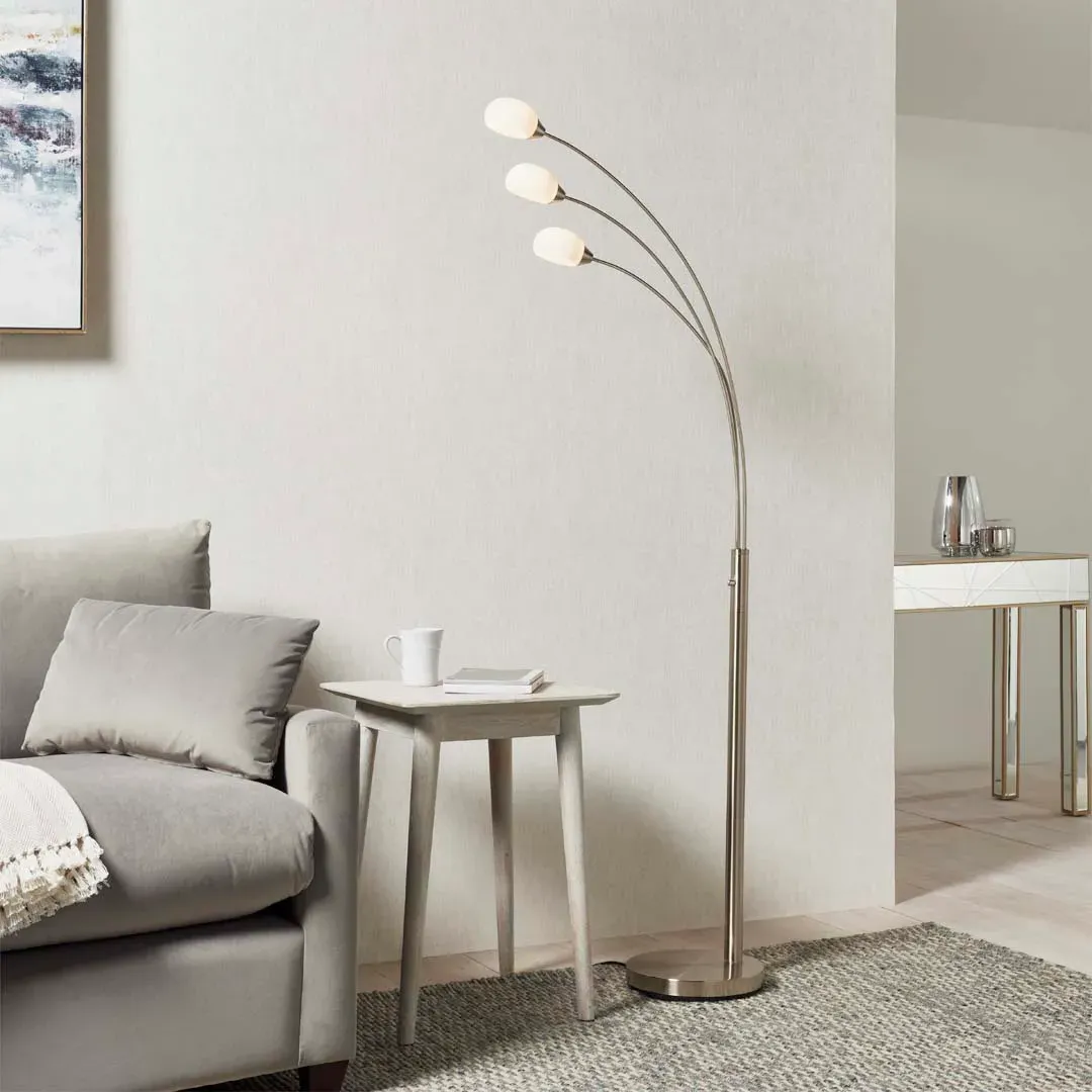 Jaspa 3-Light LED Arc Floor Lamp - Satin Nickel product