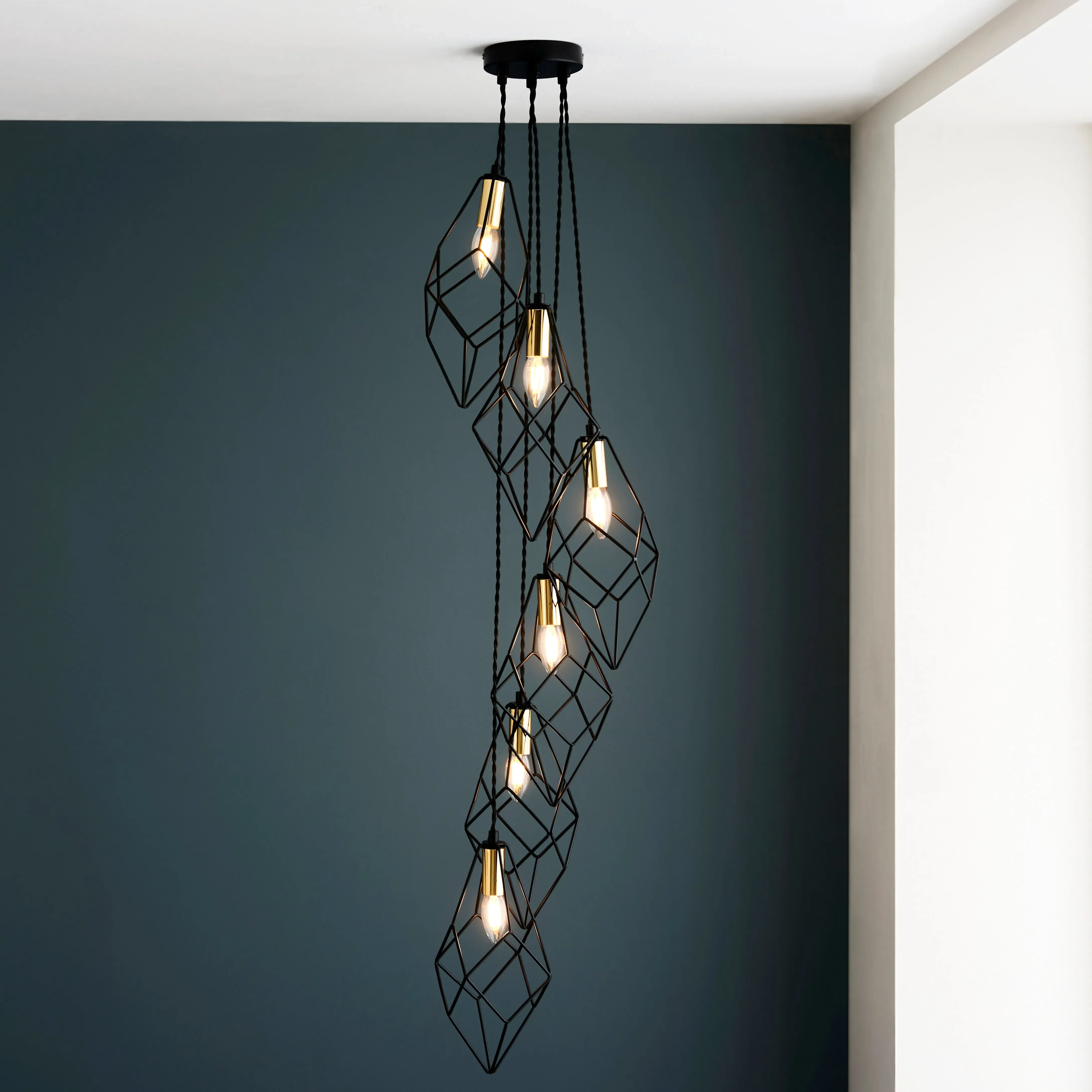 Jaxon 6-Light Geometric Ceiling Pendant - Black, Steel product
