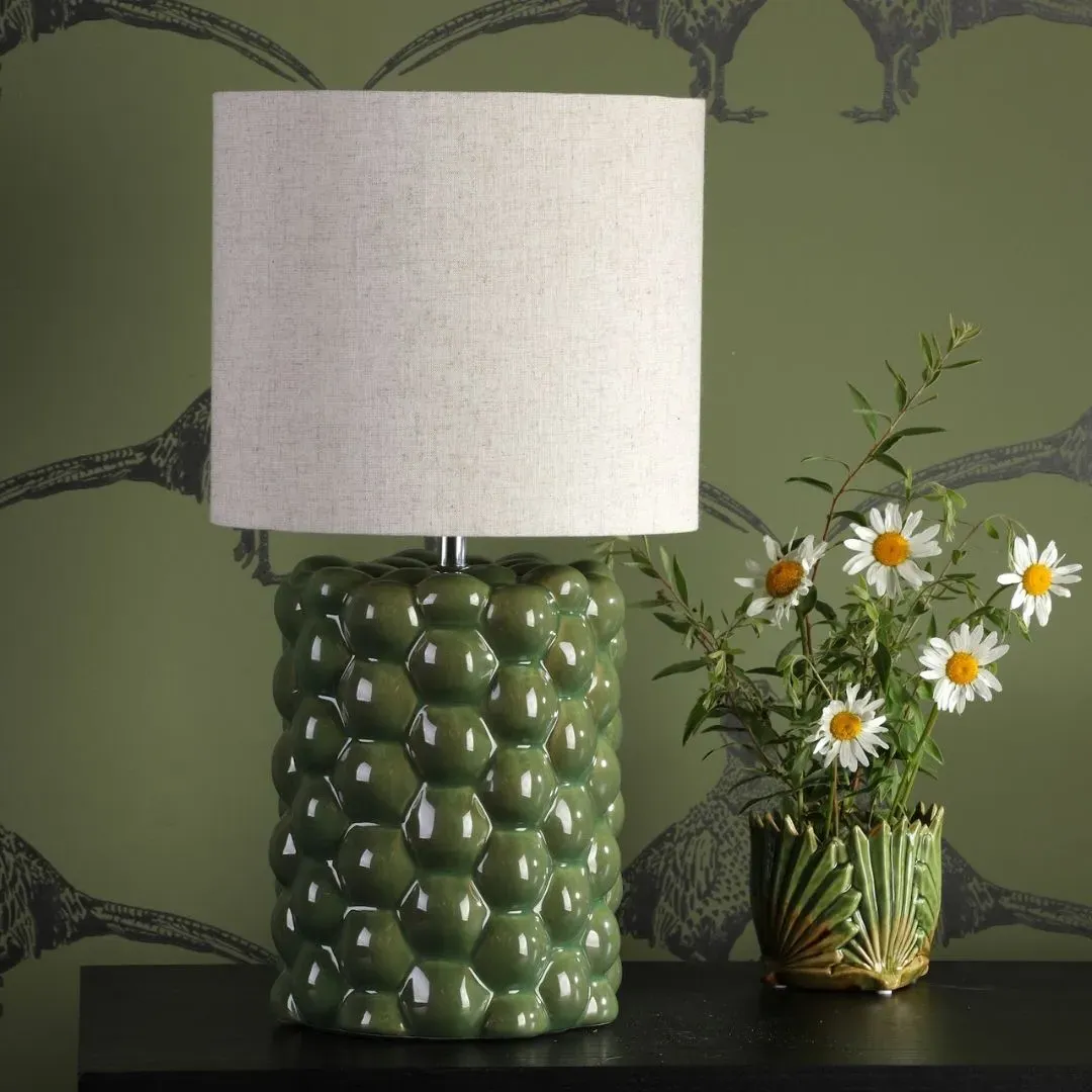 Jayden Ceramic Table Lamp - Green, Linen product