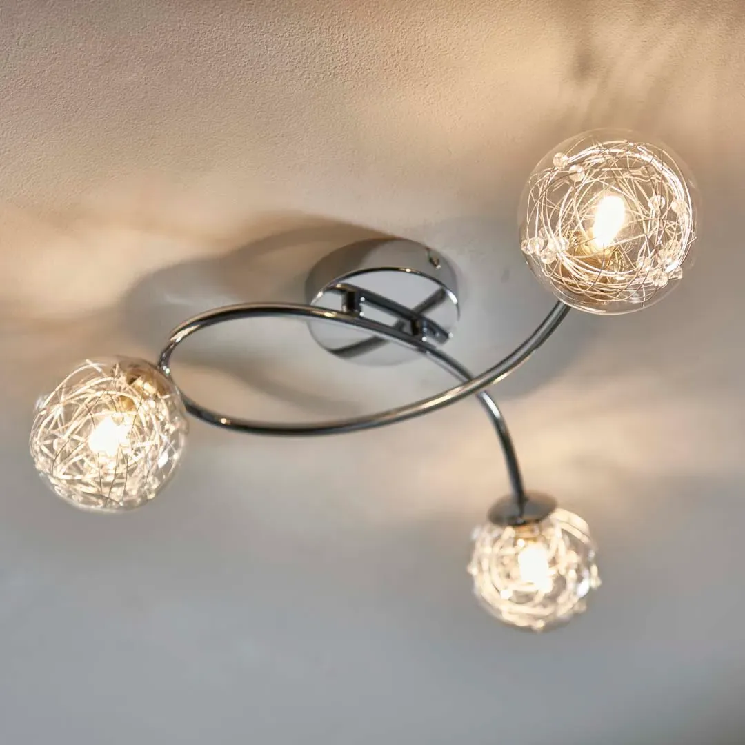 Jaymie 3-Light Semi-Flush Ceiling Light - Chrome, Glass product