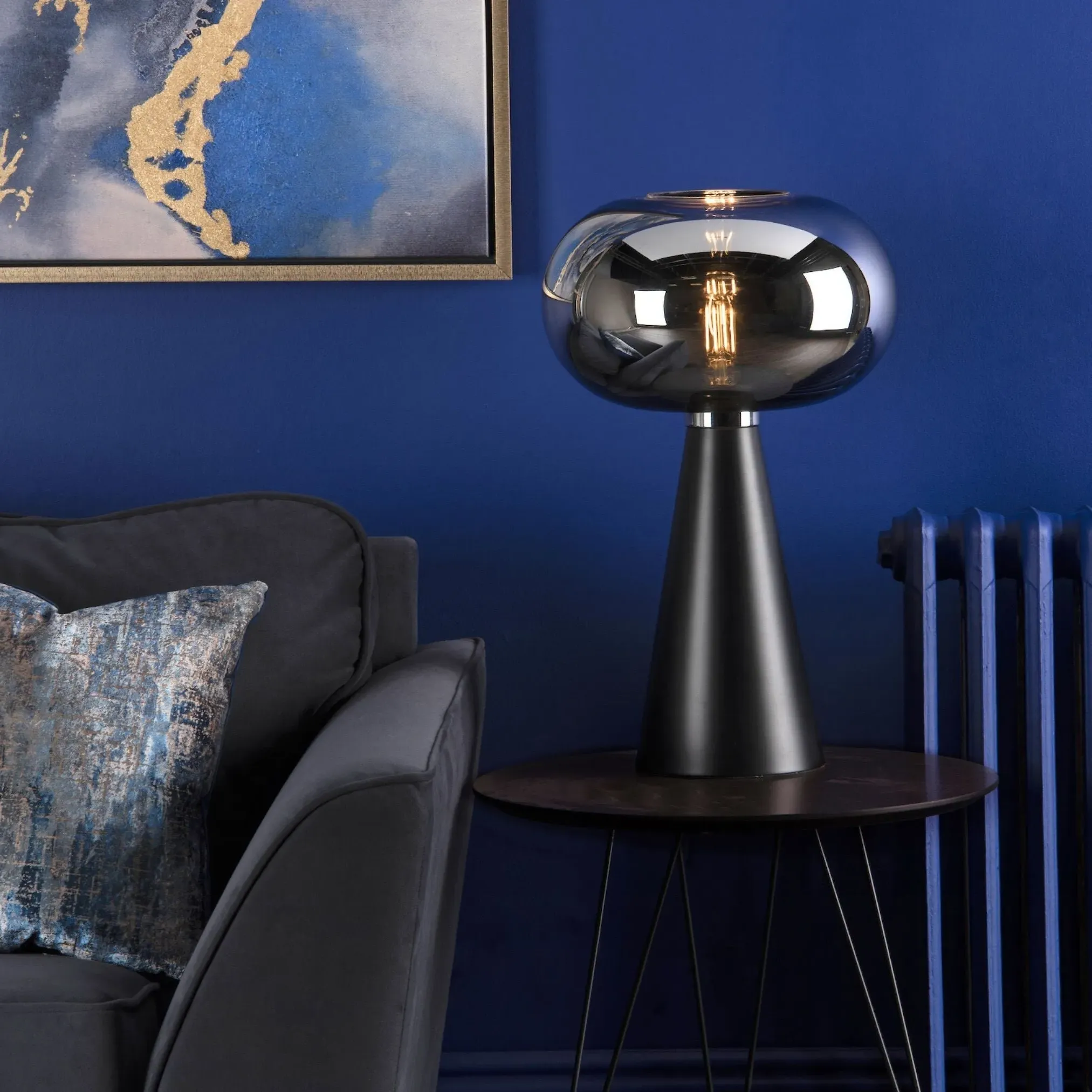 Jensen Table Lamp - Black, Smoked Glass product