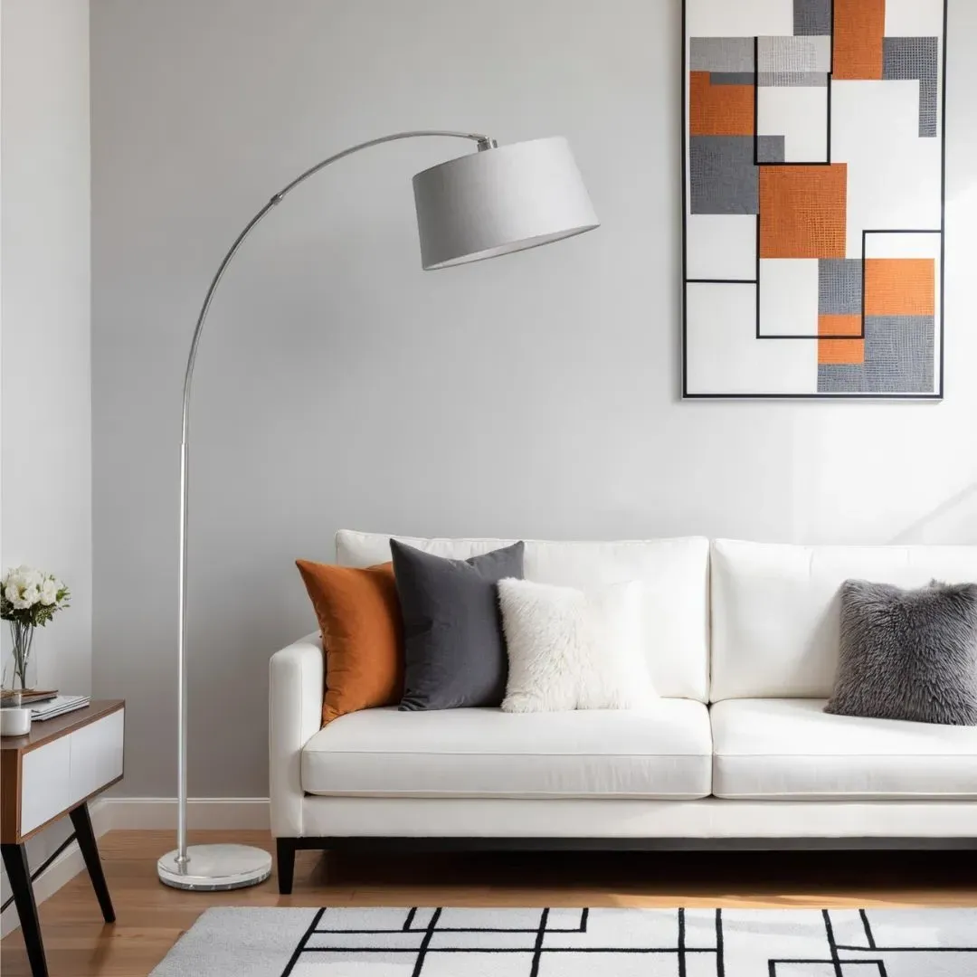 Jive Satin Chrome Arc Floor Lamp - Grey product
