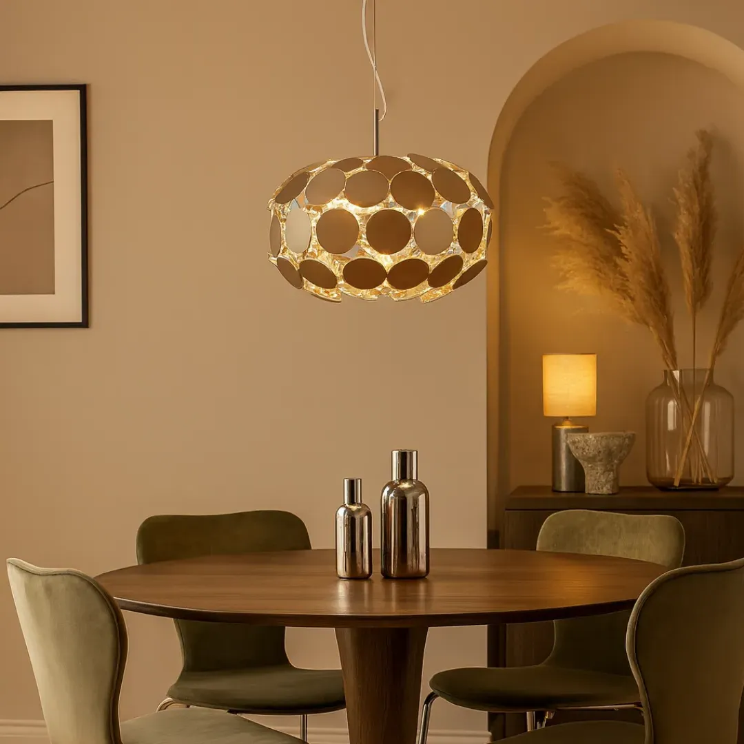Jolie Oval Pendant Light Dimmable - Putty, Chrome product