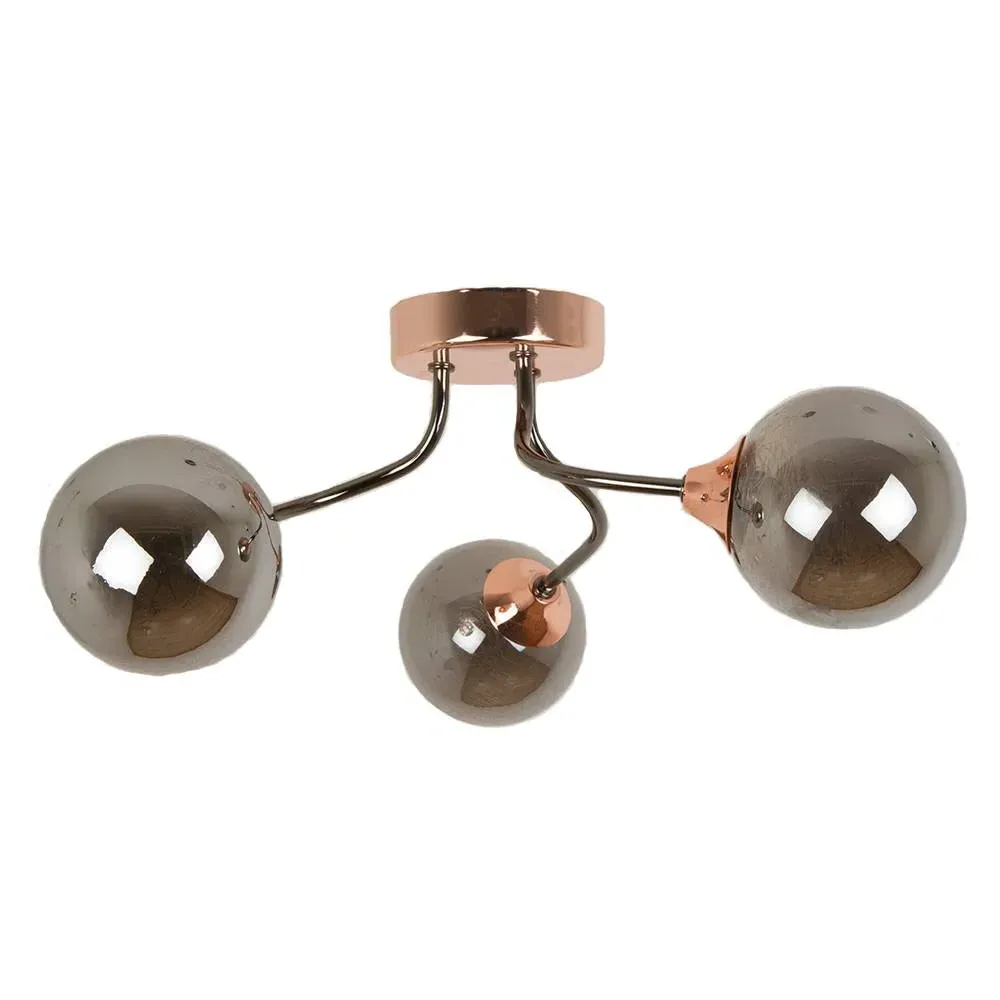 Jonsey 3-Light Semi-Flush Ceiling Light - Copper, Smoked Glass product
