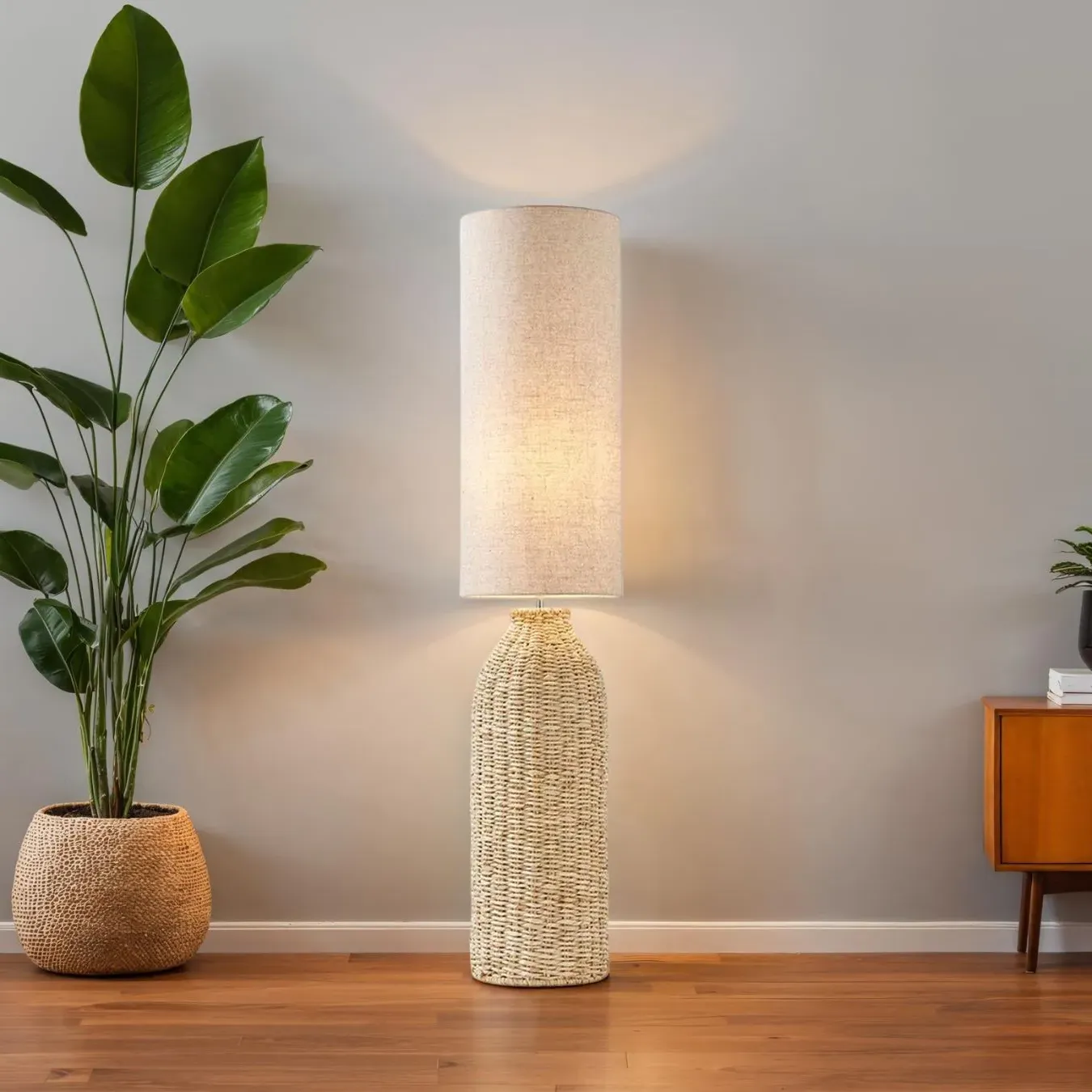 Joyce Woven Floor Lamp - Natural, Corn Fibre product
