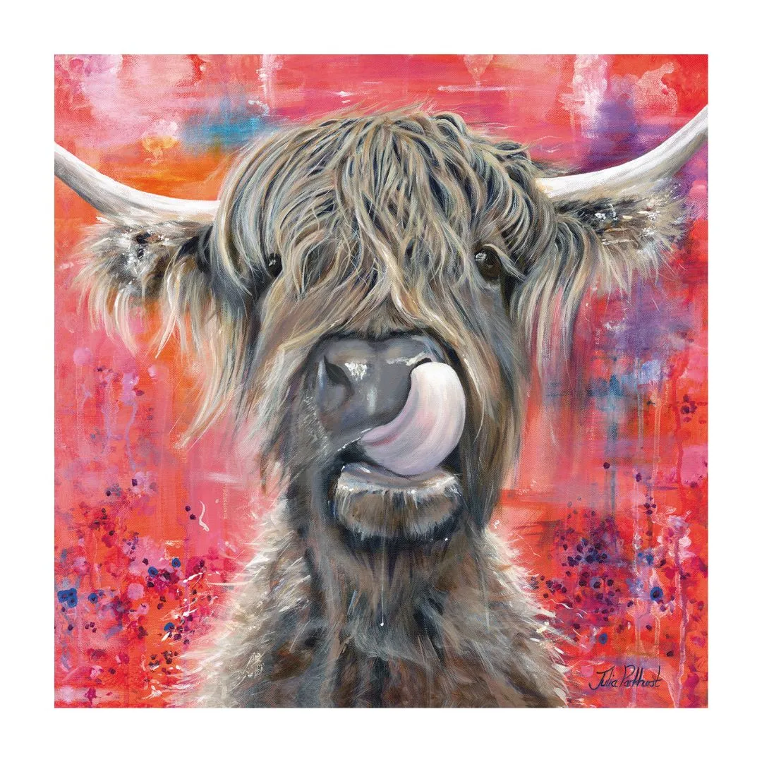 Julia Pankhurst Brian the Highland Cow Canvas Print - Red product