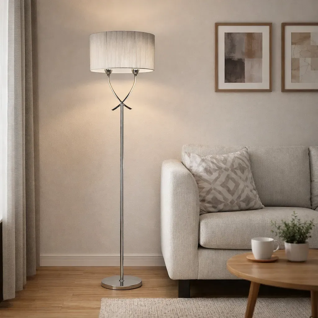 Justina 2-Light Floor Lamp - Polished Chrome, Silver Thread product