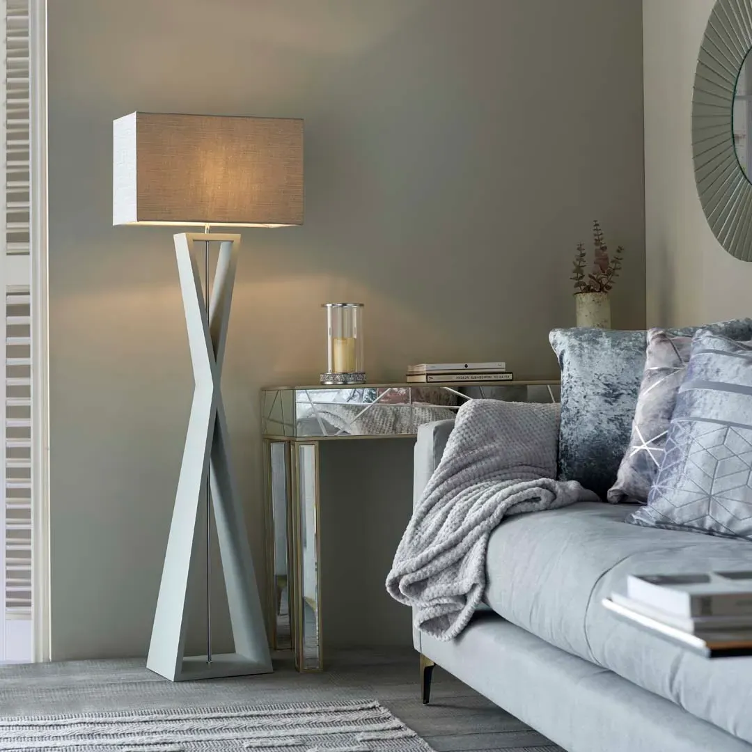 Kaden Floor Lamp - Grey, Linen product