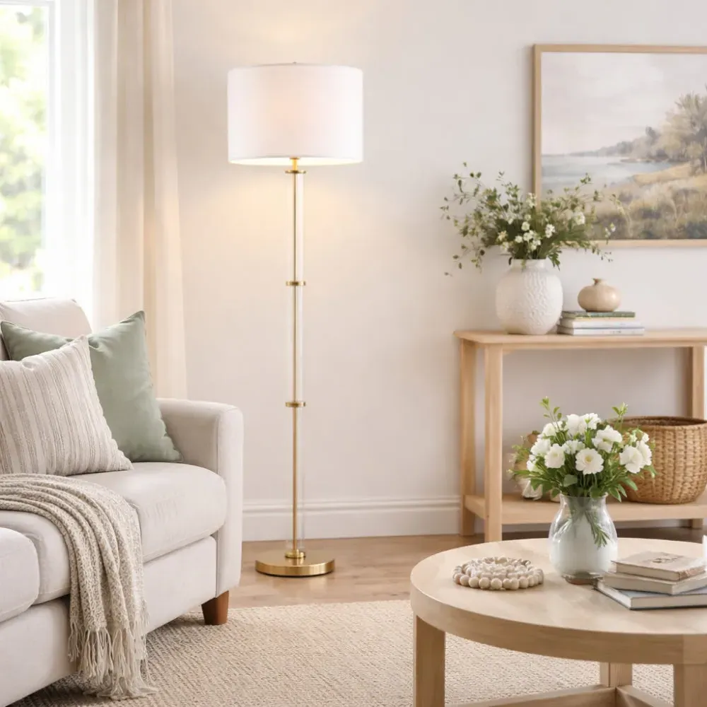 Kaelin Floor Lamp - Antique Brass, Glass product