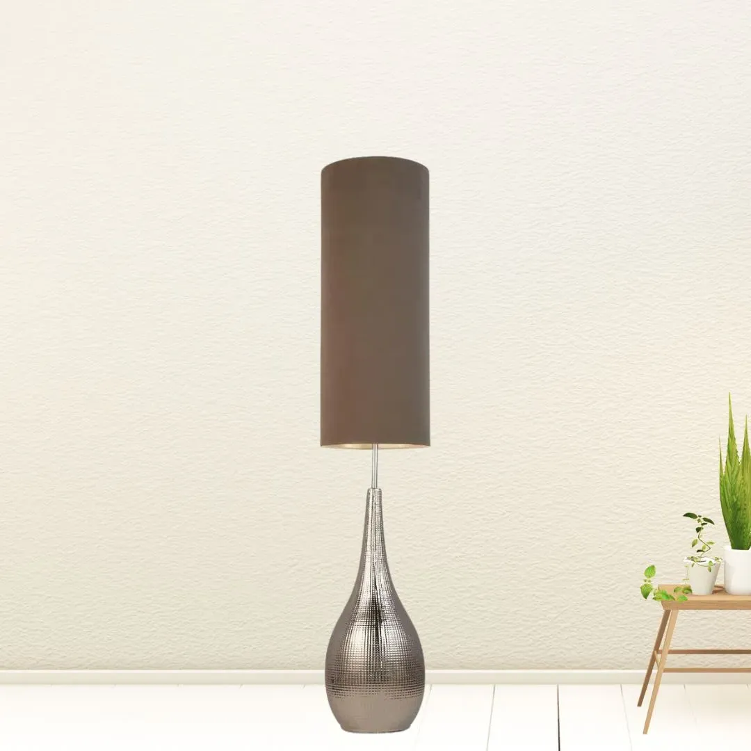 Kaldi Floor Lamp - Polished Chrome, Suede Taupe product