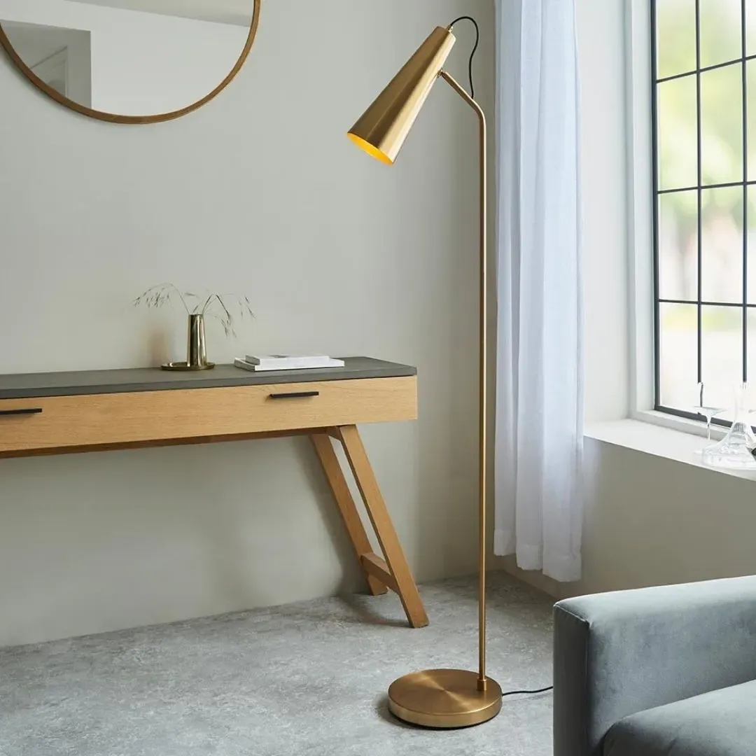 Karna Task Floor Lamp with Flexible Head - Antique Brass product