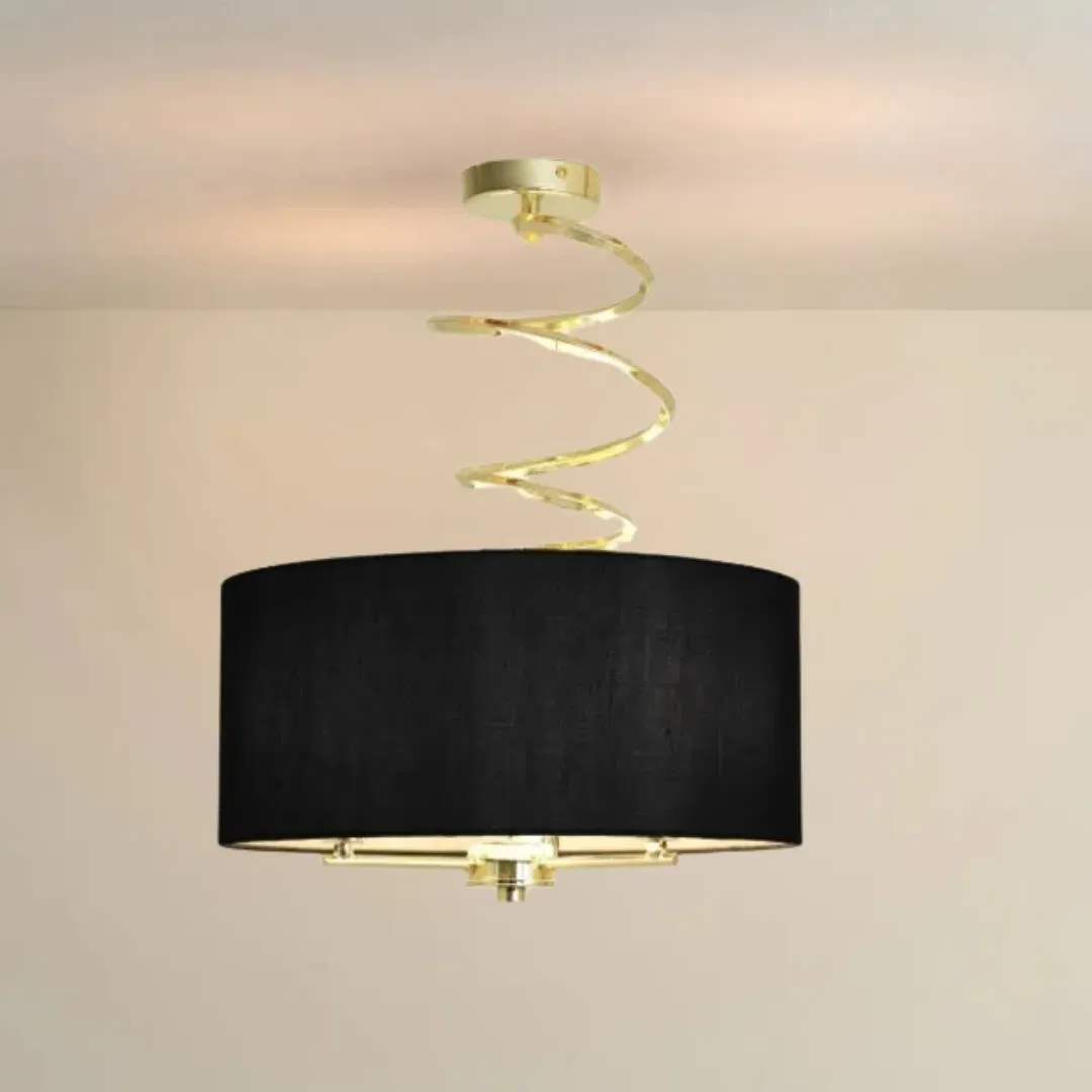 Kasi Semi Flush Ceiling Light - Polished Brass, Linen product