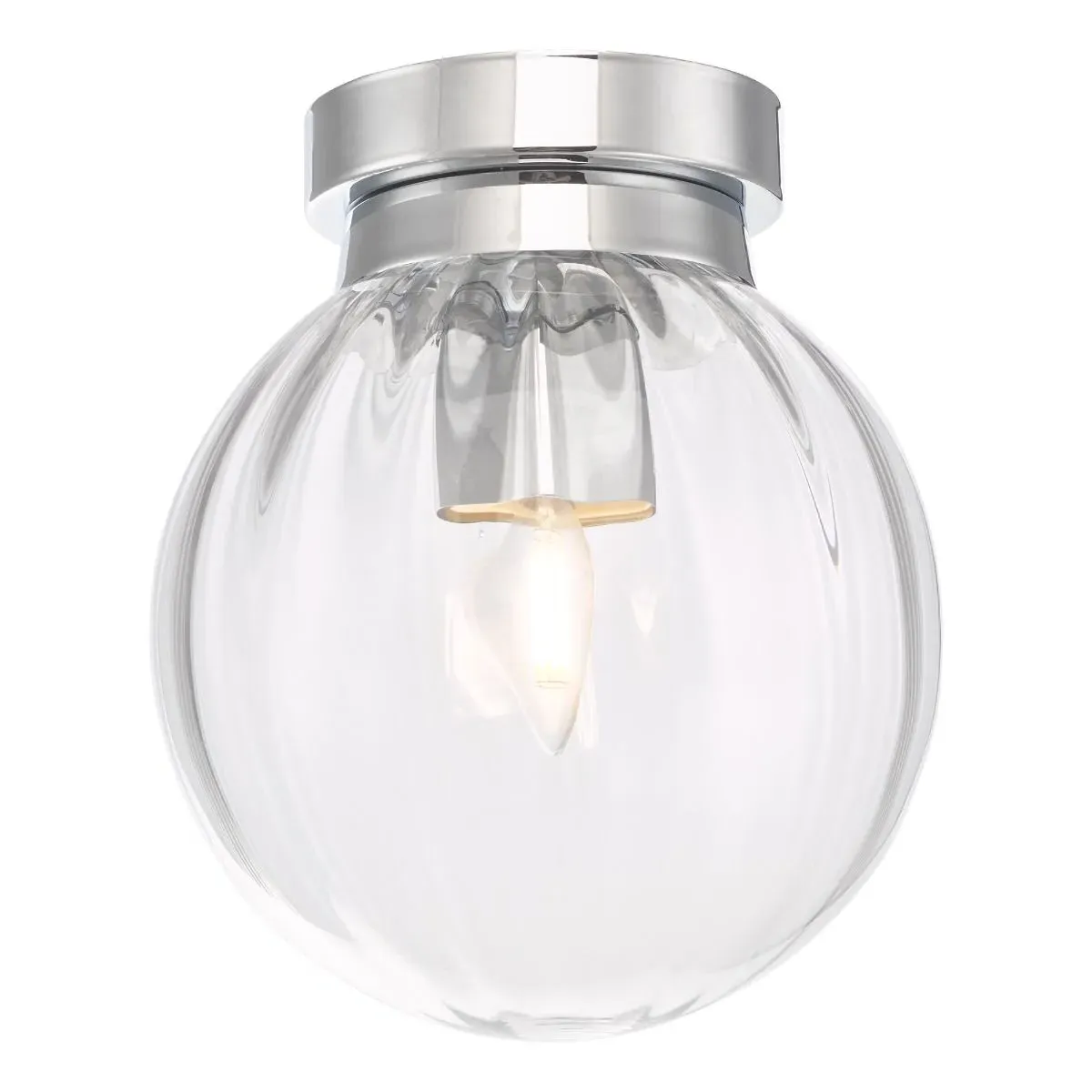 Kavi IP44 Flush Glass Ceiling Light - Chrome product