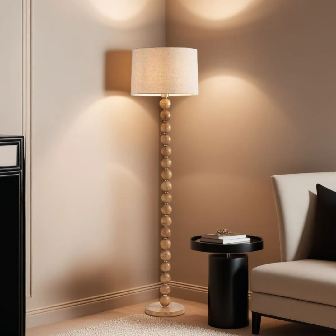 Kayleigh Stacked Ball Floor Lamp - Natural, Wood product