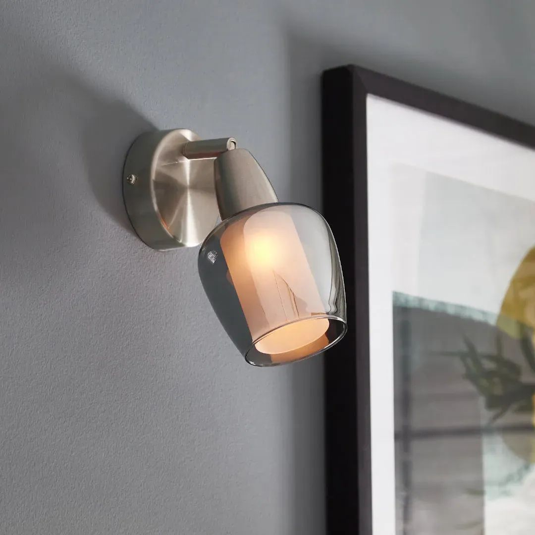 Kennen 1 Light Wall Light - Nickel, Smoked Glass product