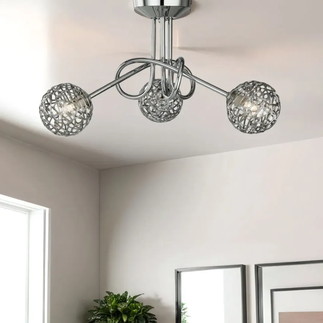 Kesha 3-Light Ceiling Light - Polished Chrome, Metal product