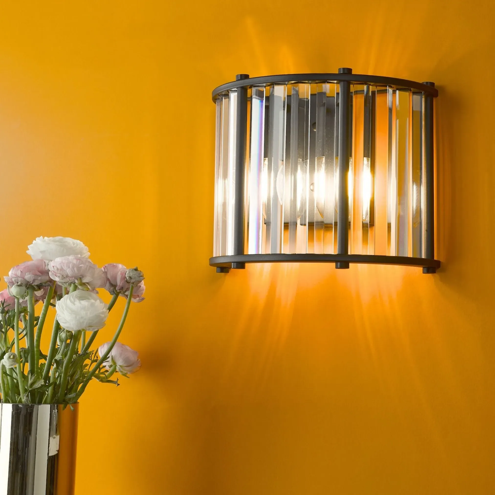 Kiran 2-Light Wall Light - Black, Crystal Glass product