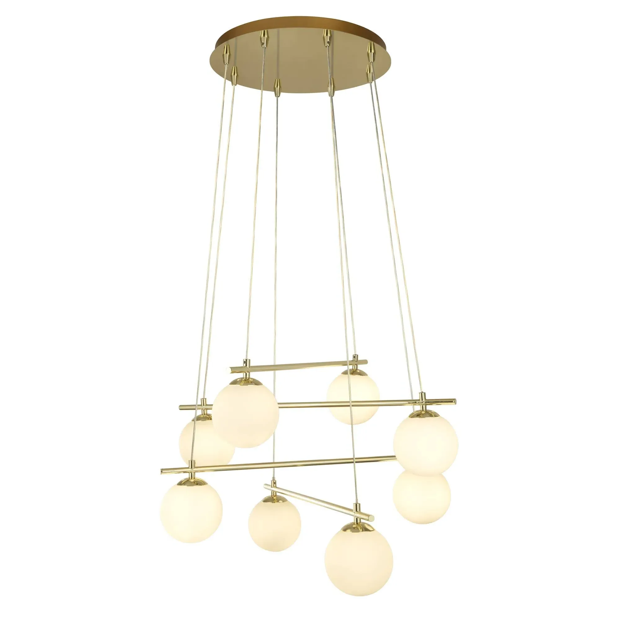 Kris Cross 8 Light Pendant Ceiling Light - Gold, Opal Glass product