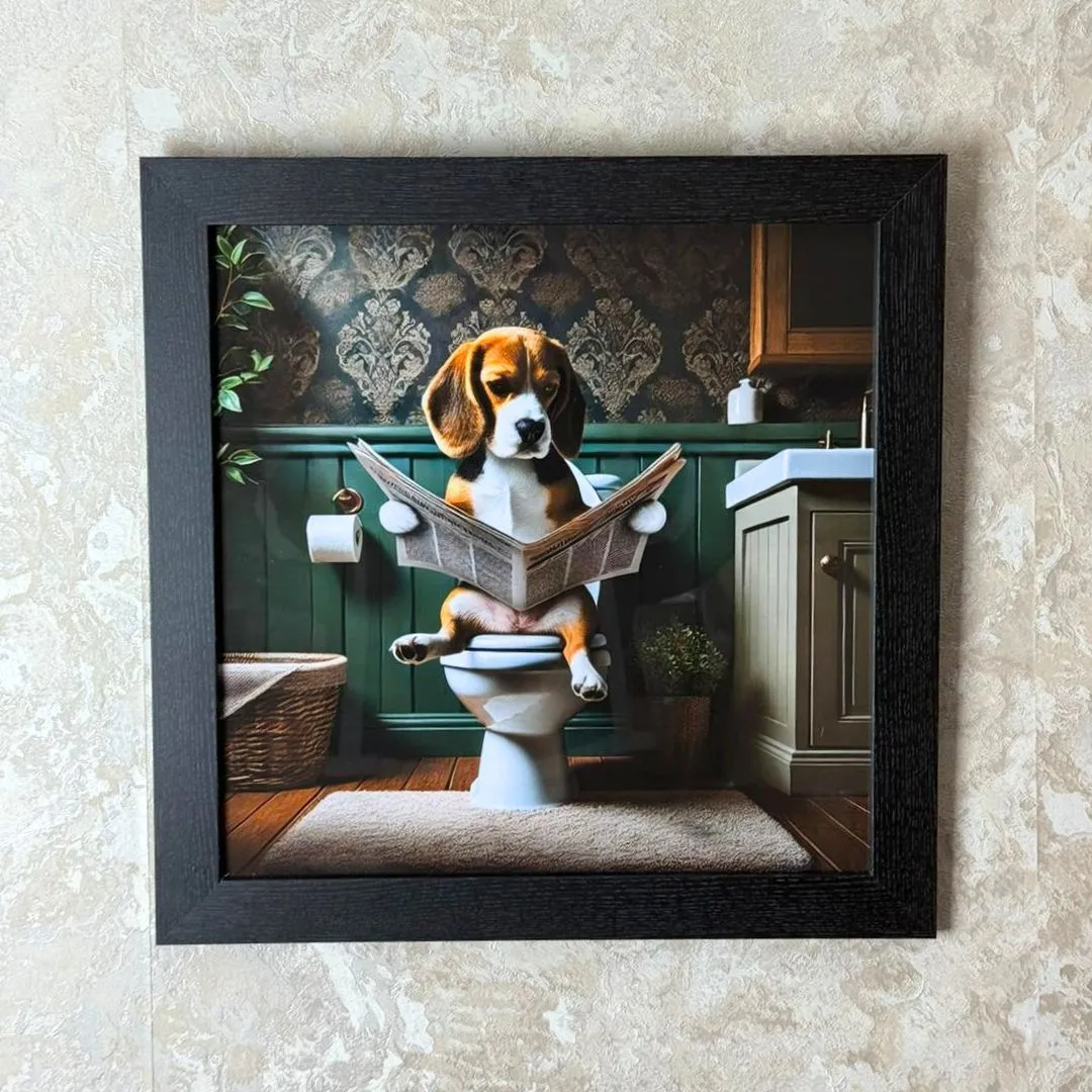 Lavatory Beagle Wall Art - Black, Wood product