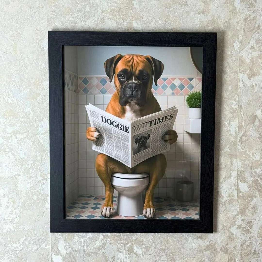 Lavatory Boxer I Wall Art - Black, Wood product