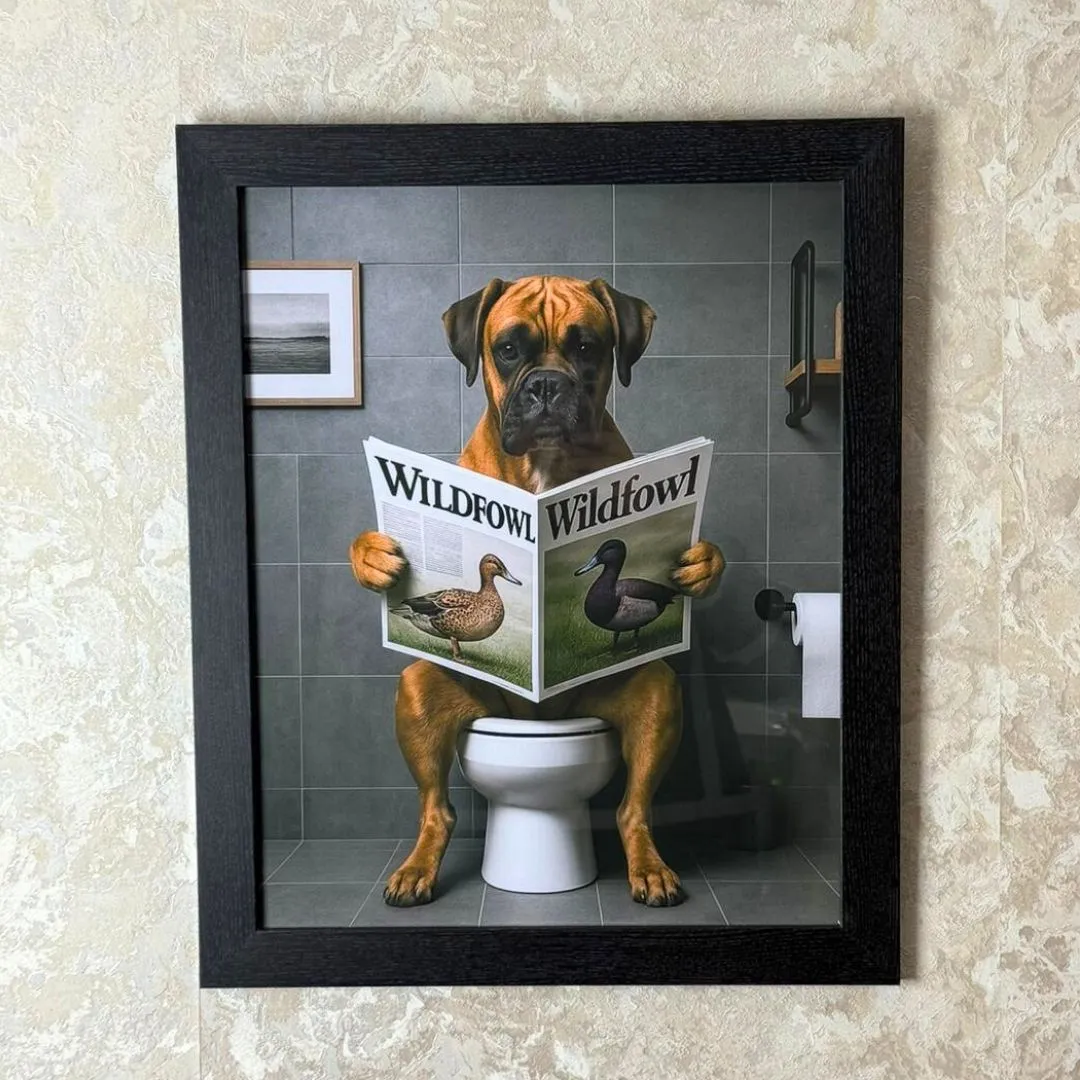 Lavatory Boxer II Wall Art - Black, Wood product