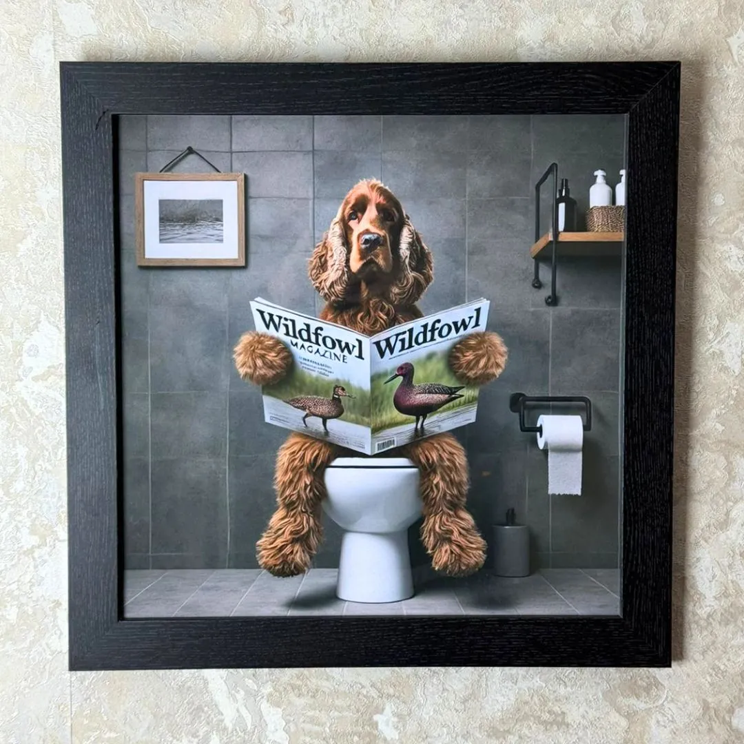 Lavatory Cocker Spaniel Wall Art - Black, Wood product