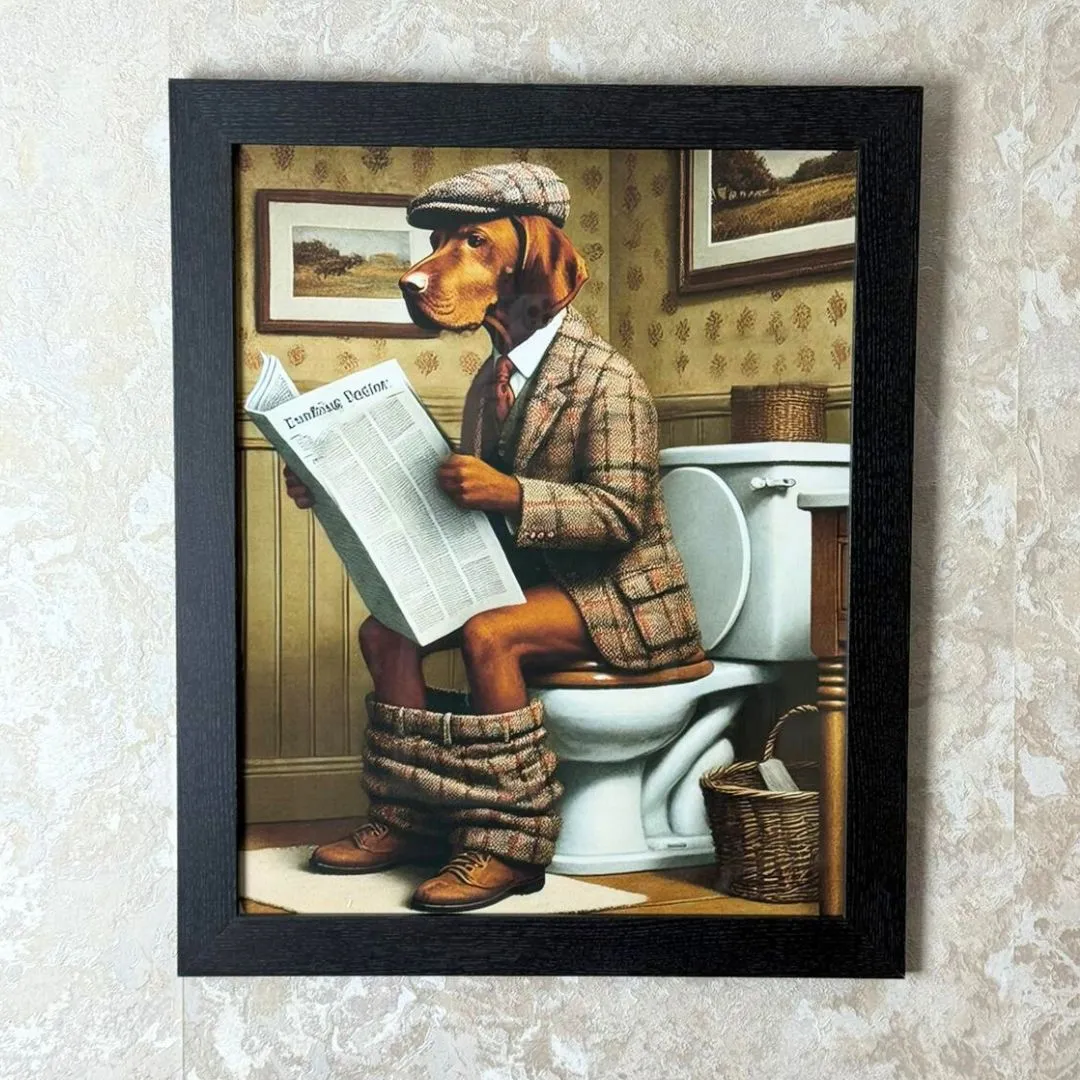 Lavatory Vizsla Wall Art - Black, Wood product