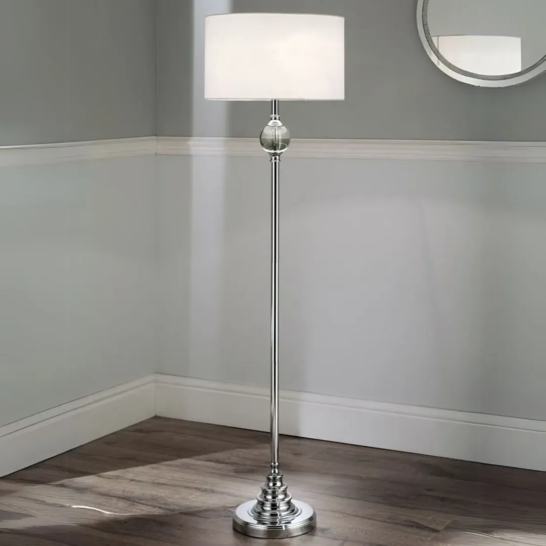 Layla Chrome & Crystal Floor Lamp - White product