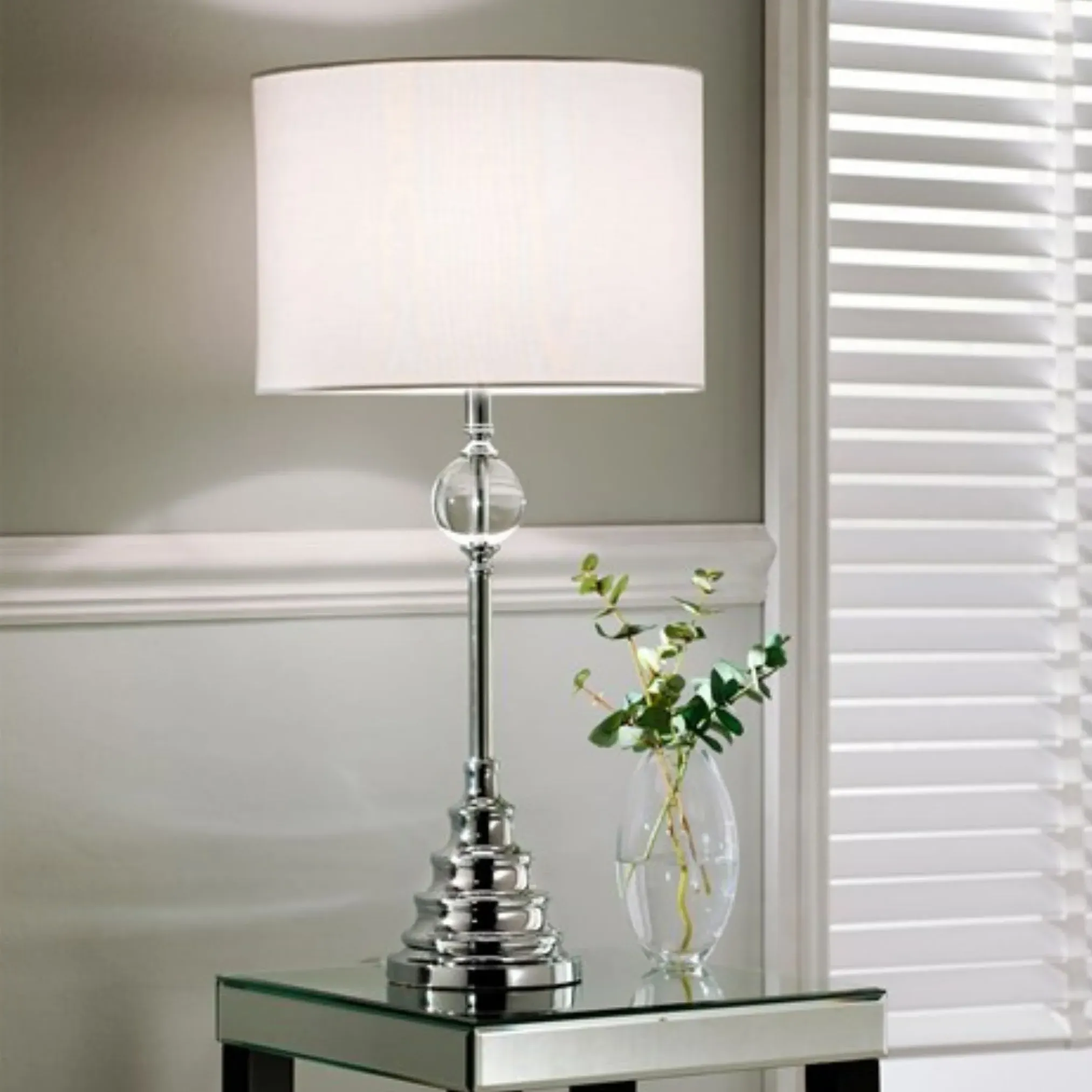 Layla Table Lamp with Crystal Ball Stem - Chrome product
