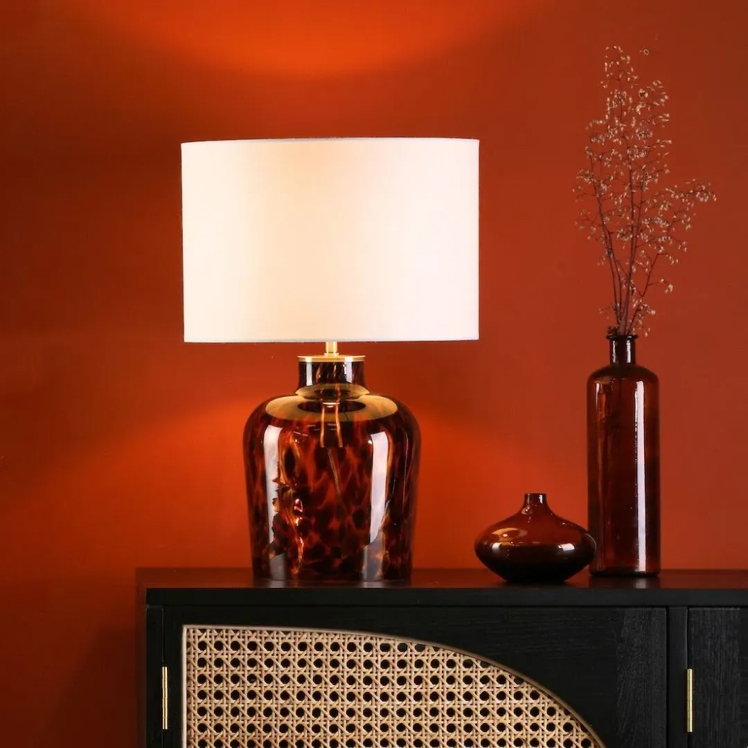 Leandra Dual Light Table Lamp - Tortoiseshell, Glass product