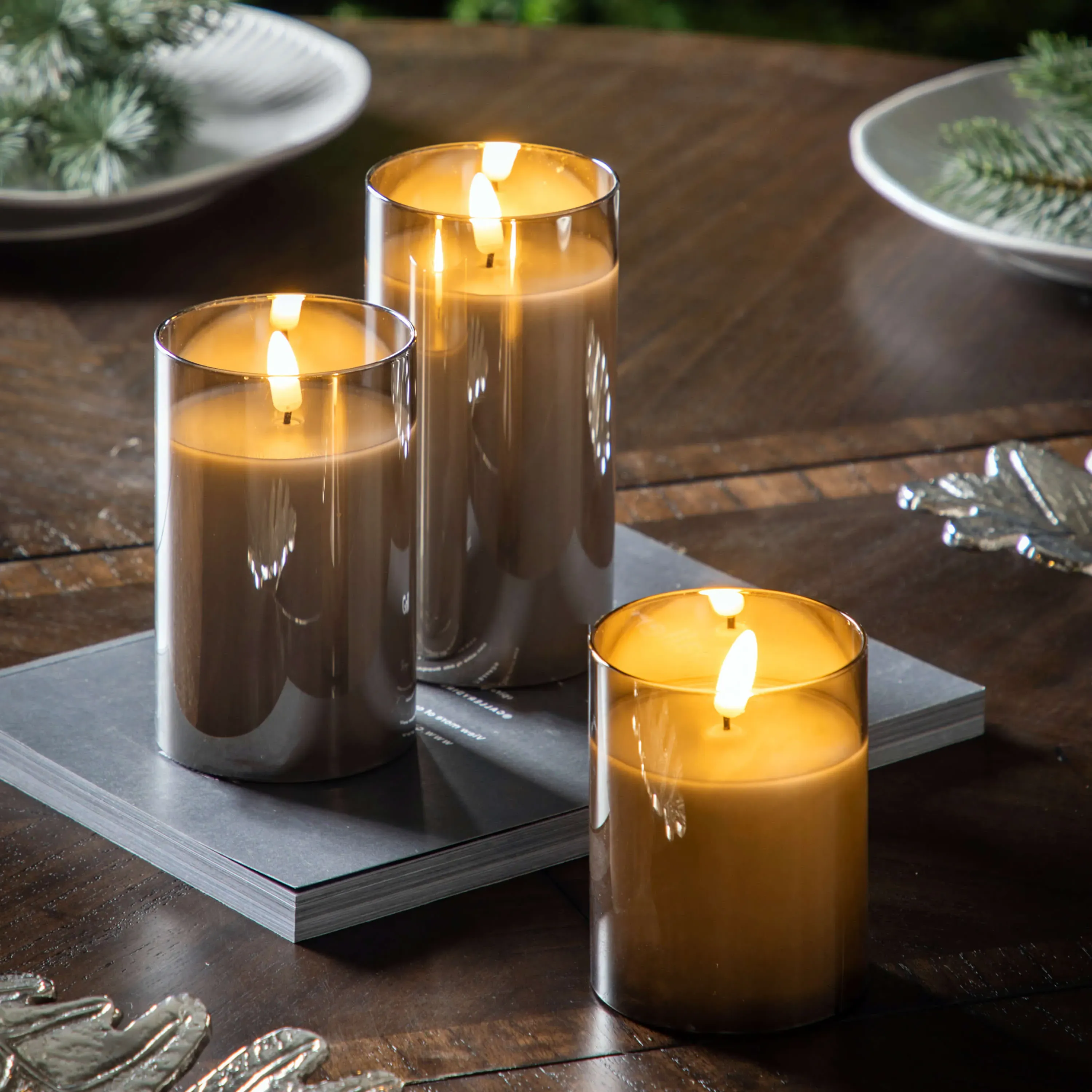 LED Candle Votive Set of 3 - Grey product