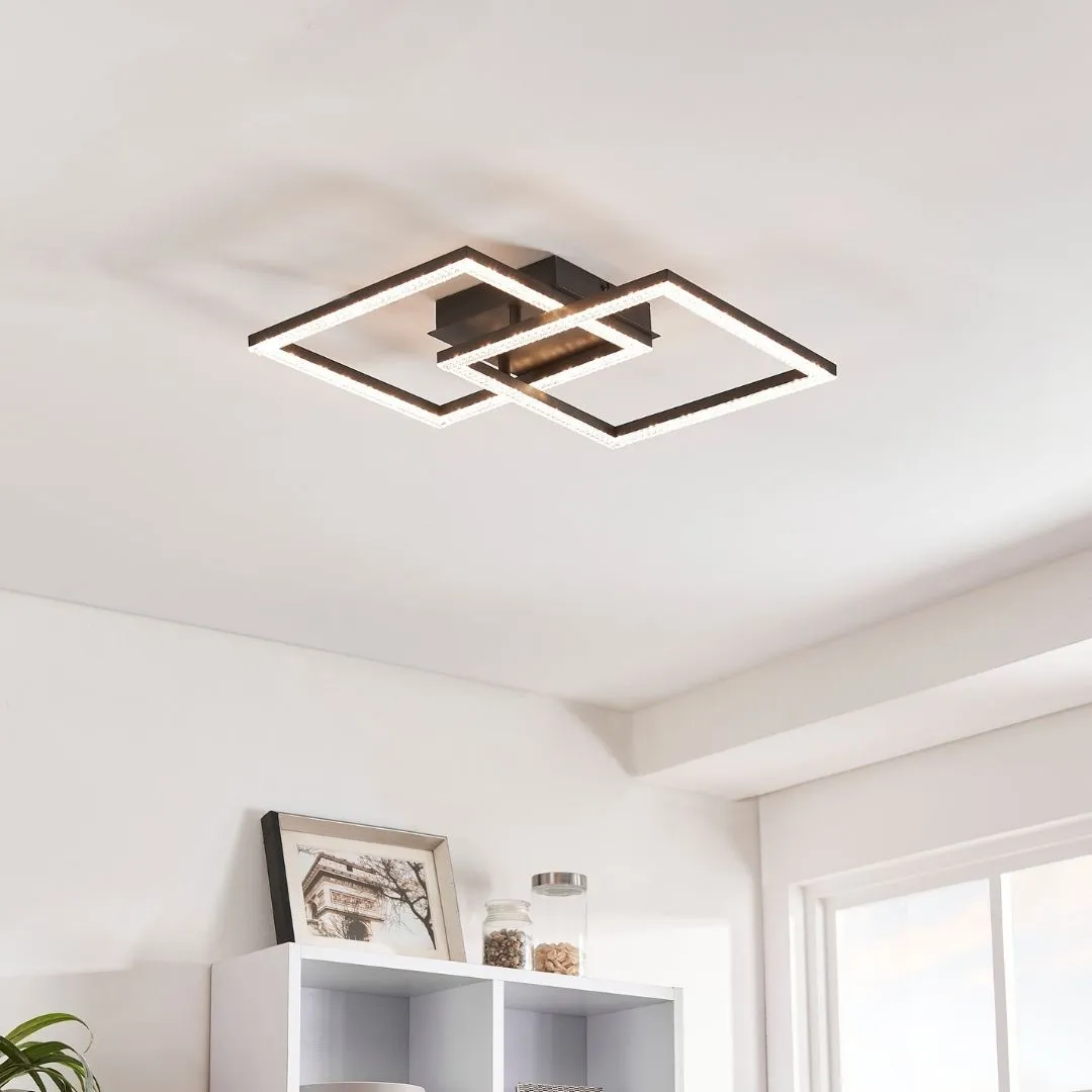 Lejias Square LED Flush Ceiling Light - Black, Metal product