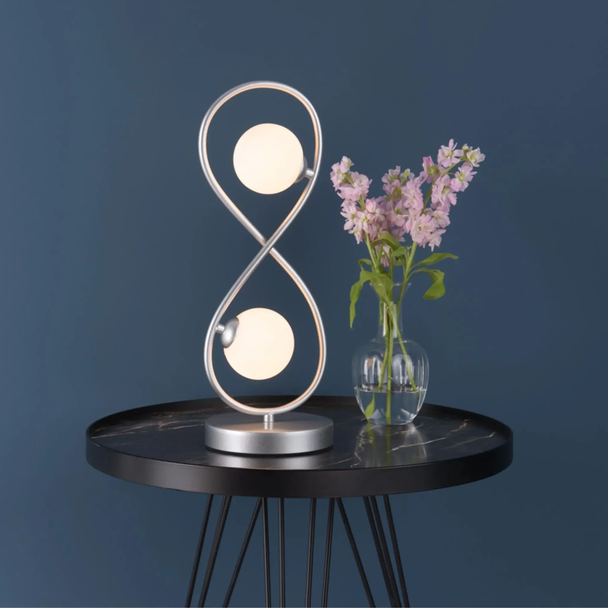 Lena 2-Light Table Lamp - Matte Silver, Opal Glass product