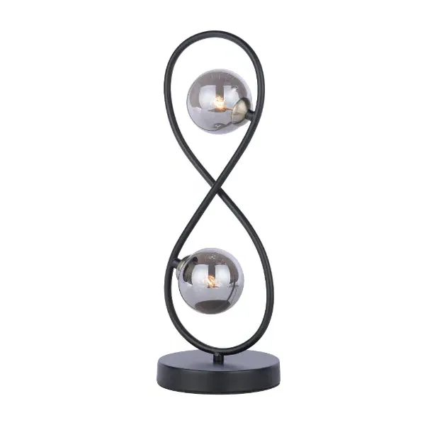Lena 2-Light Table Lamp with Glass Shades - Matte Black product