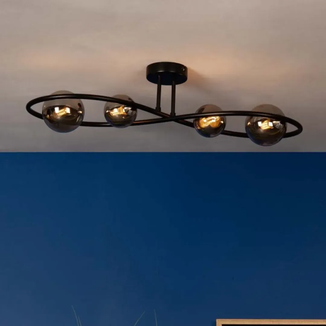 Lena 4-Light Semi Flush Ceiling Light - Black product