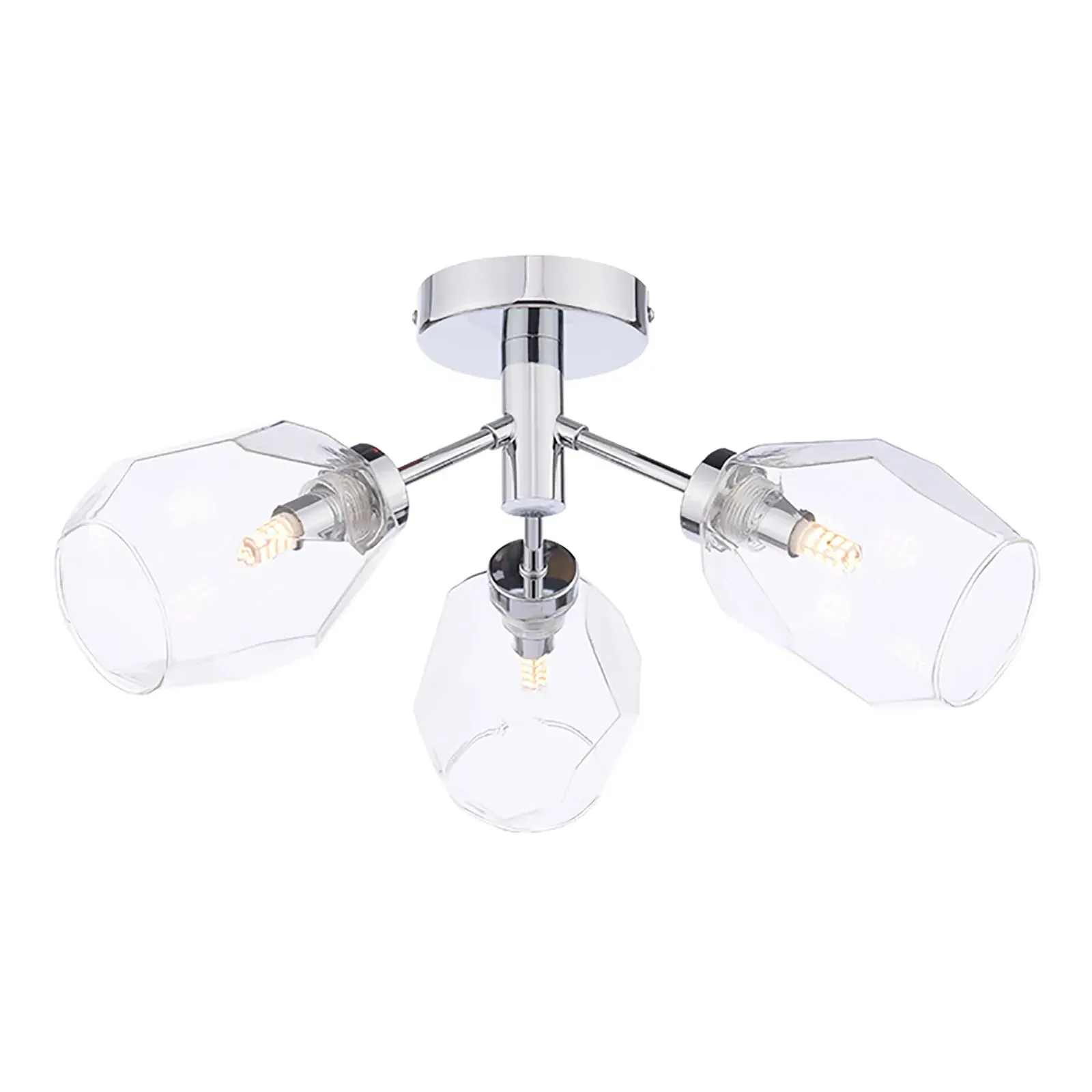 Leonie 3-Light Semi-Flush Ceiling Light - Polished Chrome, Glass product