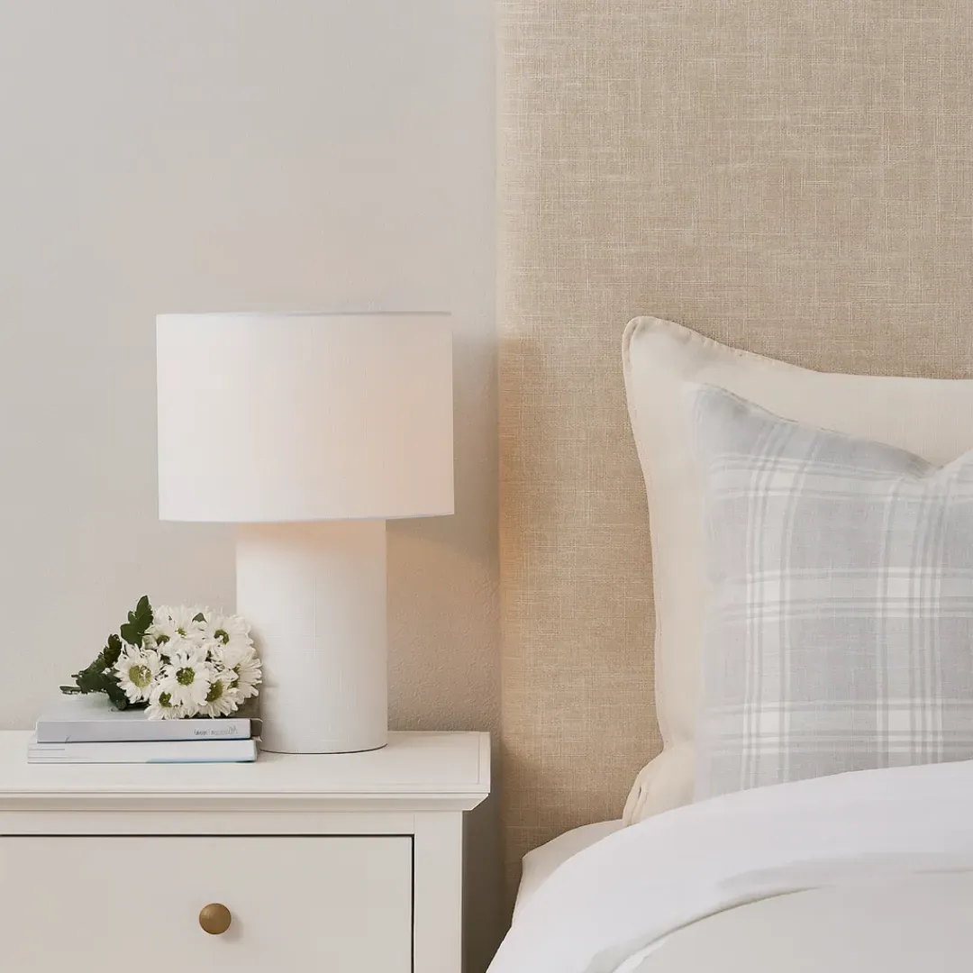 Leora Table Lamp - White, Fabric product