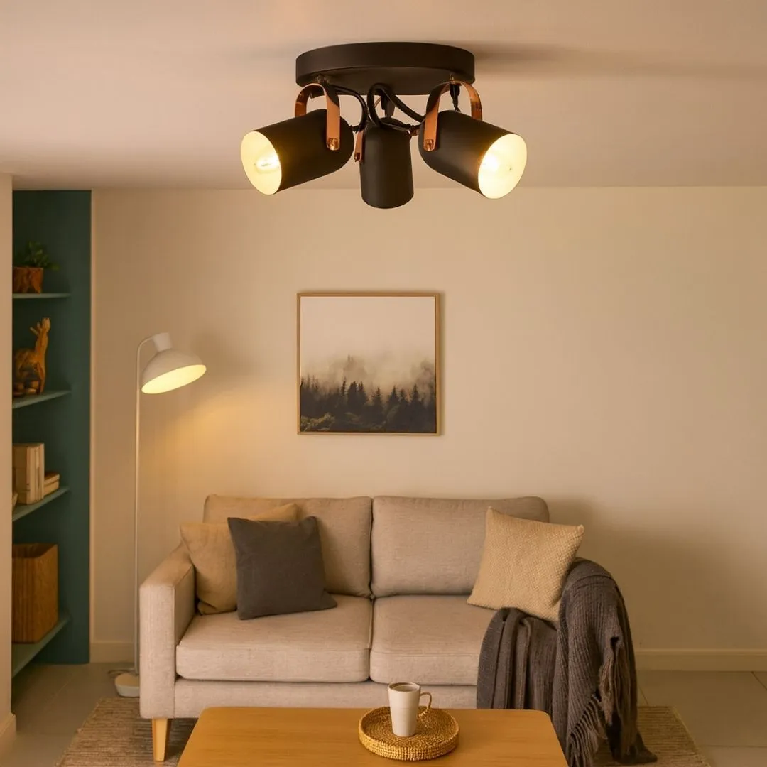 Letto 3-Light Ceiling Spotlight Plate - Black, Copper product