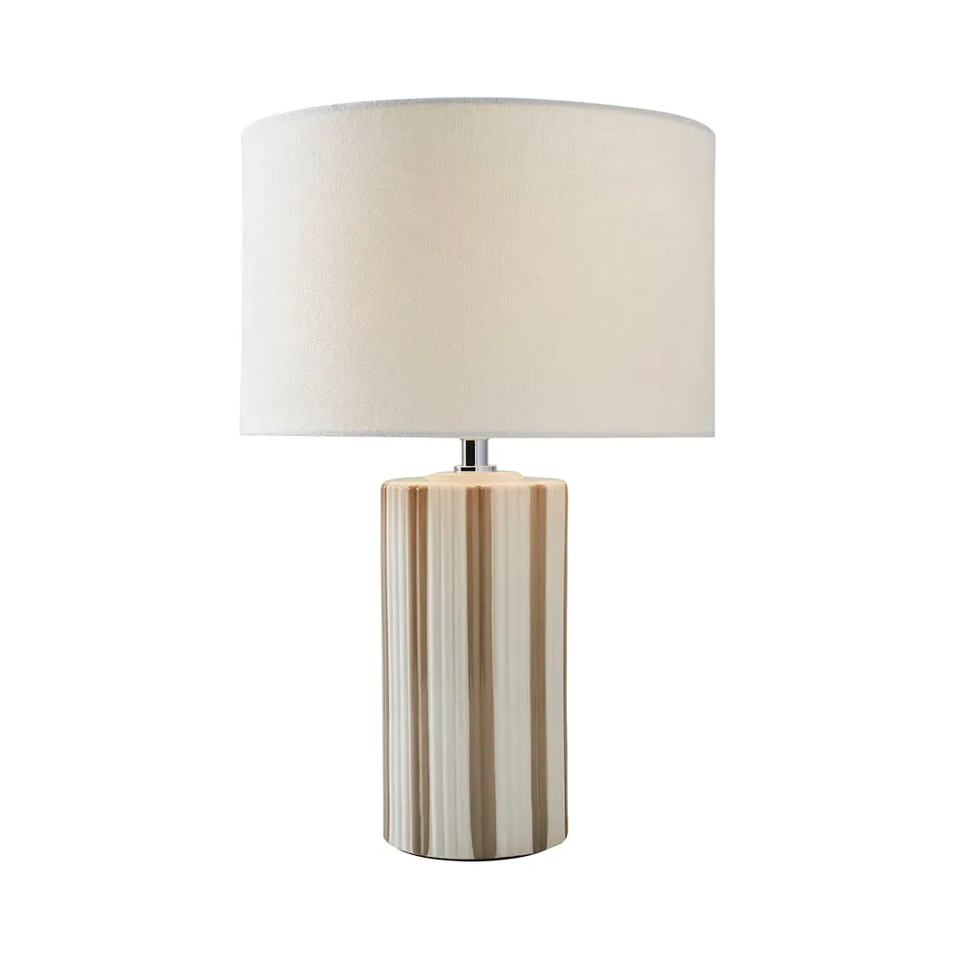 Lewis Ribbed Ceramic Table Lamp - Taupe, Ivory product