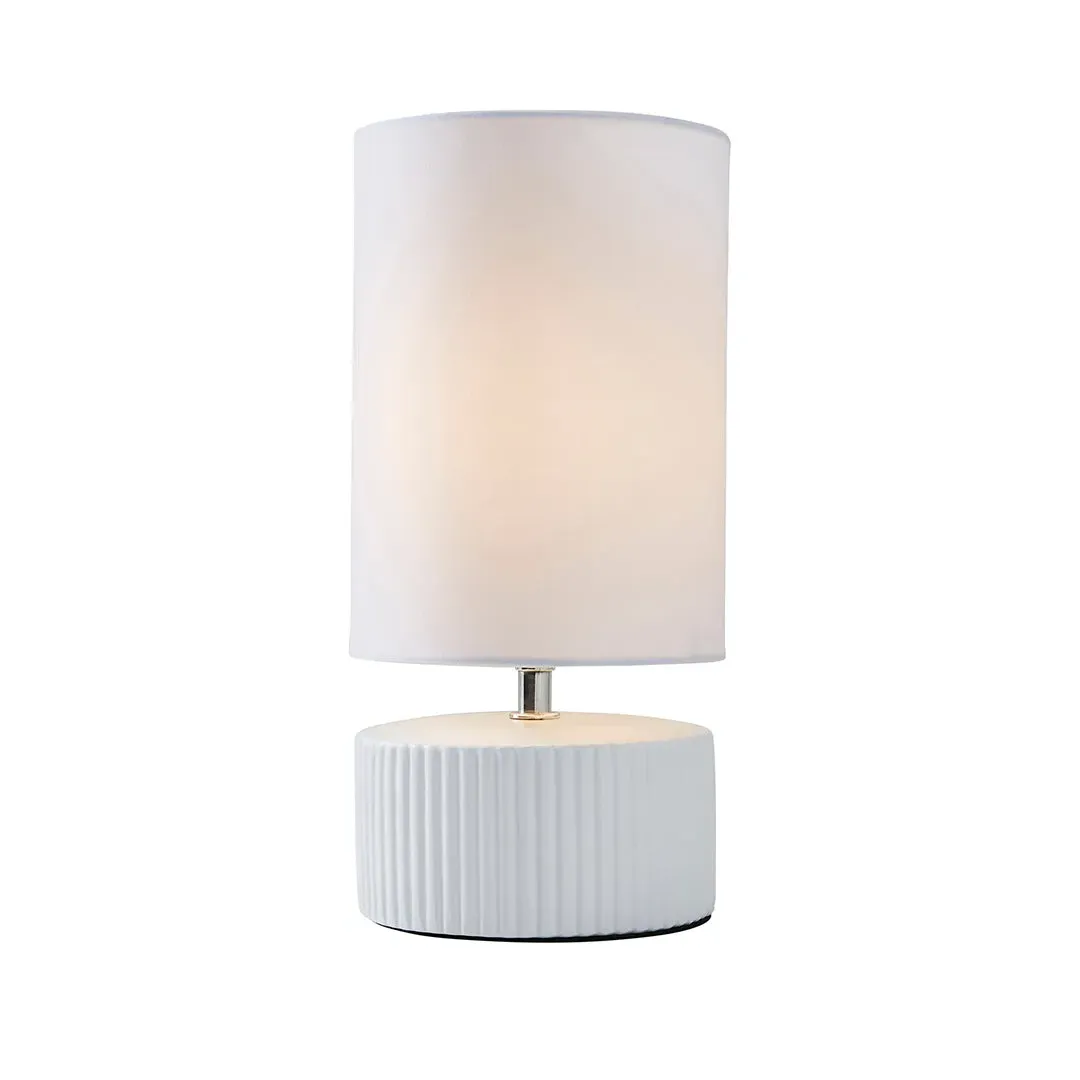 Linden Ribbed Ceramic Table Lamp - White product