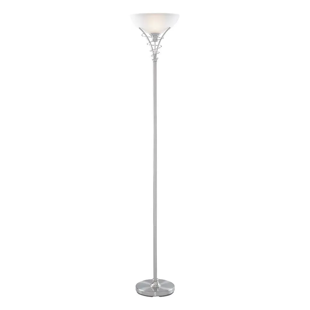 Linea Twist 3-Arm Uplighter Floor Lamp - Satin Chrome, Opal Glass product
