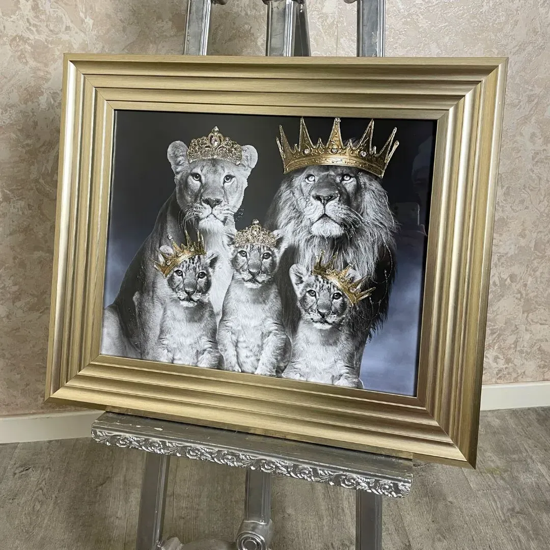 Lion Royal Family Wall Art - Champagne Gold product