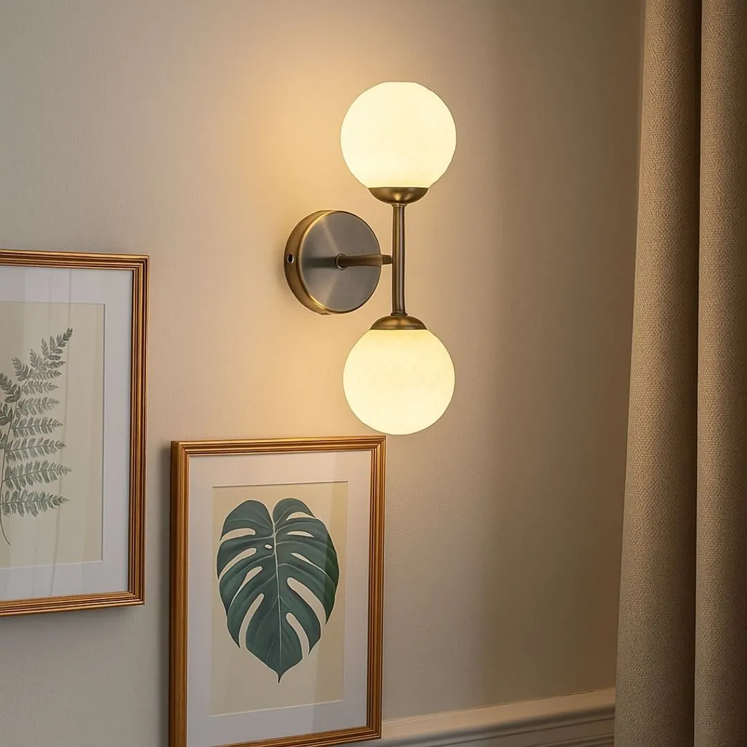 Lior 2-Light Wall Light - Antique Brass, Opal Glass product