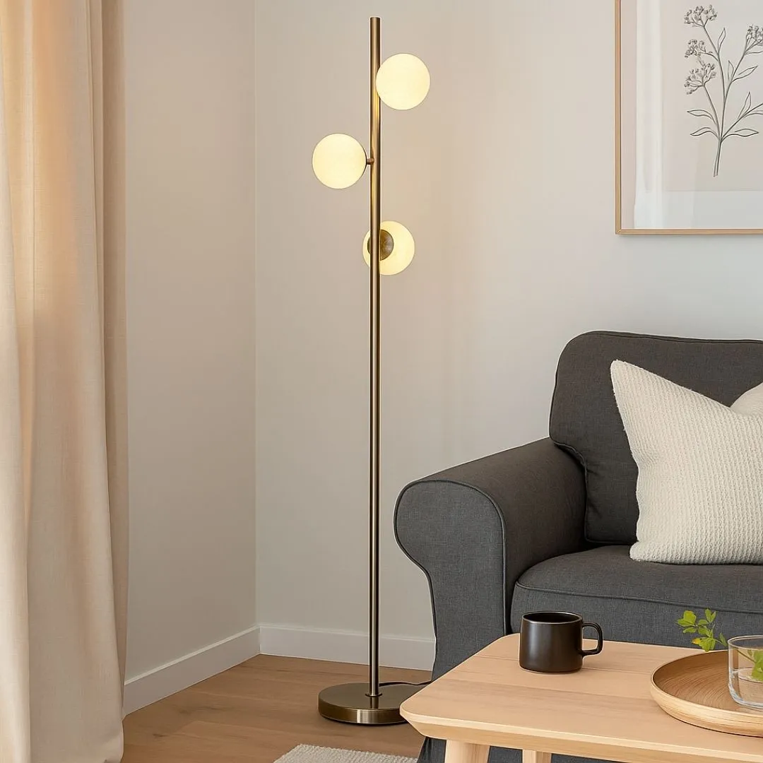 Lior 3-Light Floor Lamp - Antique Brass, Opal Glass product
