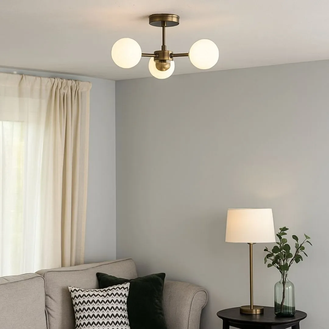 Lior 3-Light Semi-Flush Ceiling Light - Antique Brass product