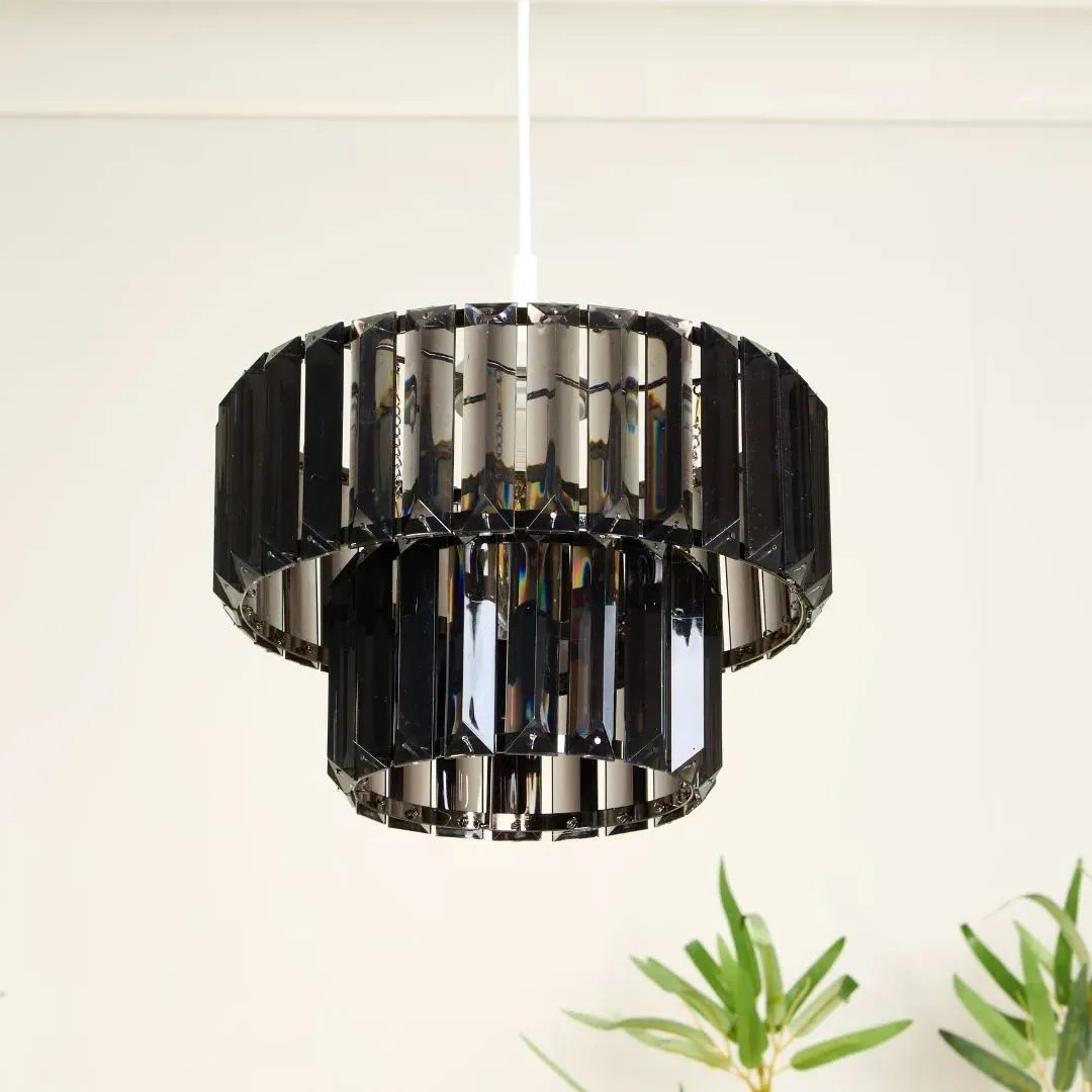 Lombard 2-Tier Ceiling Pendant Shade - Black Chrome, Smoked Acrylic product