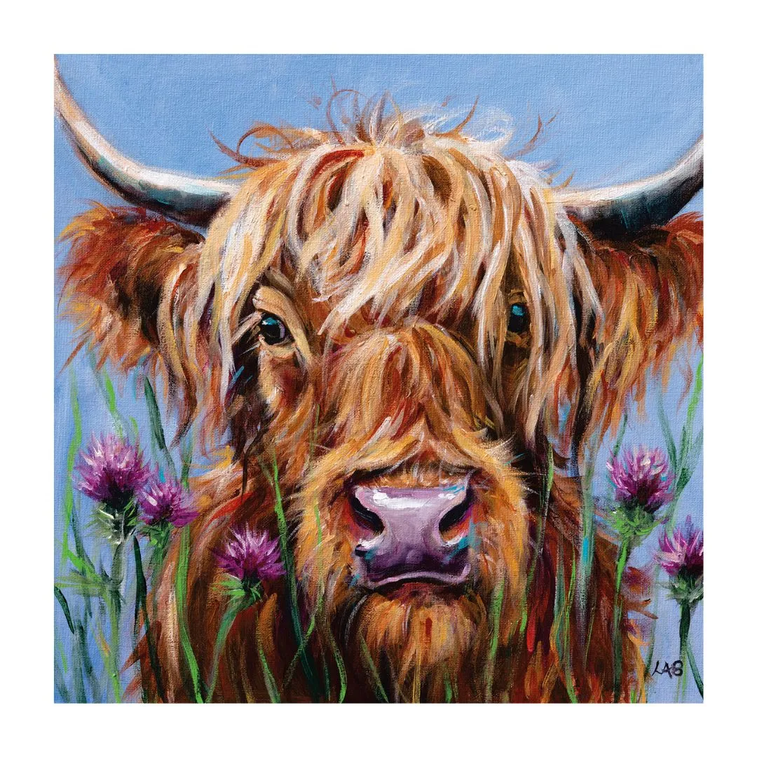 Louise Brown Highlander Square Canvas Print - Blue product