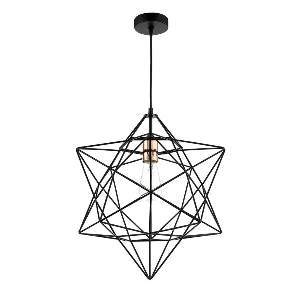 Luanda Star-Shaped Pendant Ceiling Light - Black, Copper product