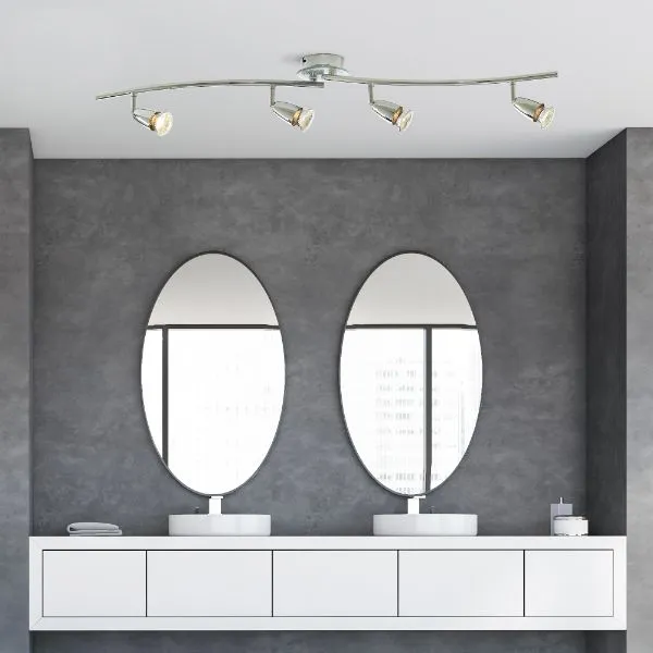 Lucca 4-Light Ceiling Spotlight Bar - Chrome, Glass product